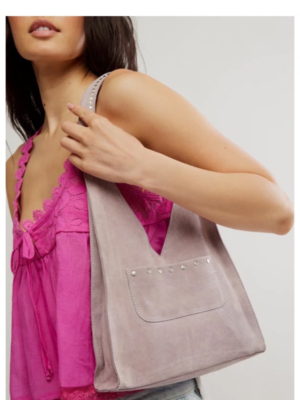 Free People Knox Studded Shoulder Bag in Lilac Mist NWT $78R - Picture 6 of 9